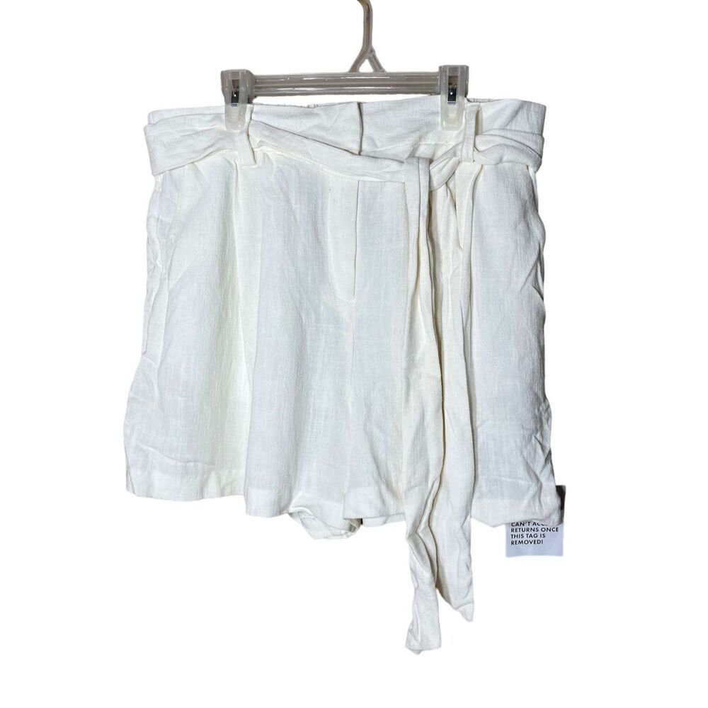 Asos Design Linen Blend Flat Front Tie Waist Shorts‎ Size 10